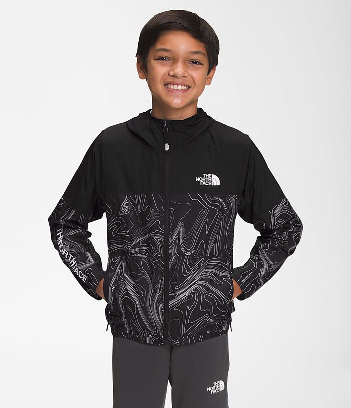 The North Face Μπουφαν Μαυρα Παιδικα Printed Windwall™ Φουτερ Με Κουκουλα - Greece 8210PAJSK